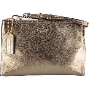 Coach Bleeker Metallic Bronze Gold Leather Clutch Wristlet